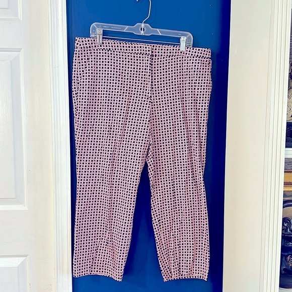 Women’s Counterpart Cropped Pink & Black Lattice Print Pants Size 16 - Picture 1 of 6